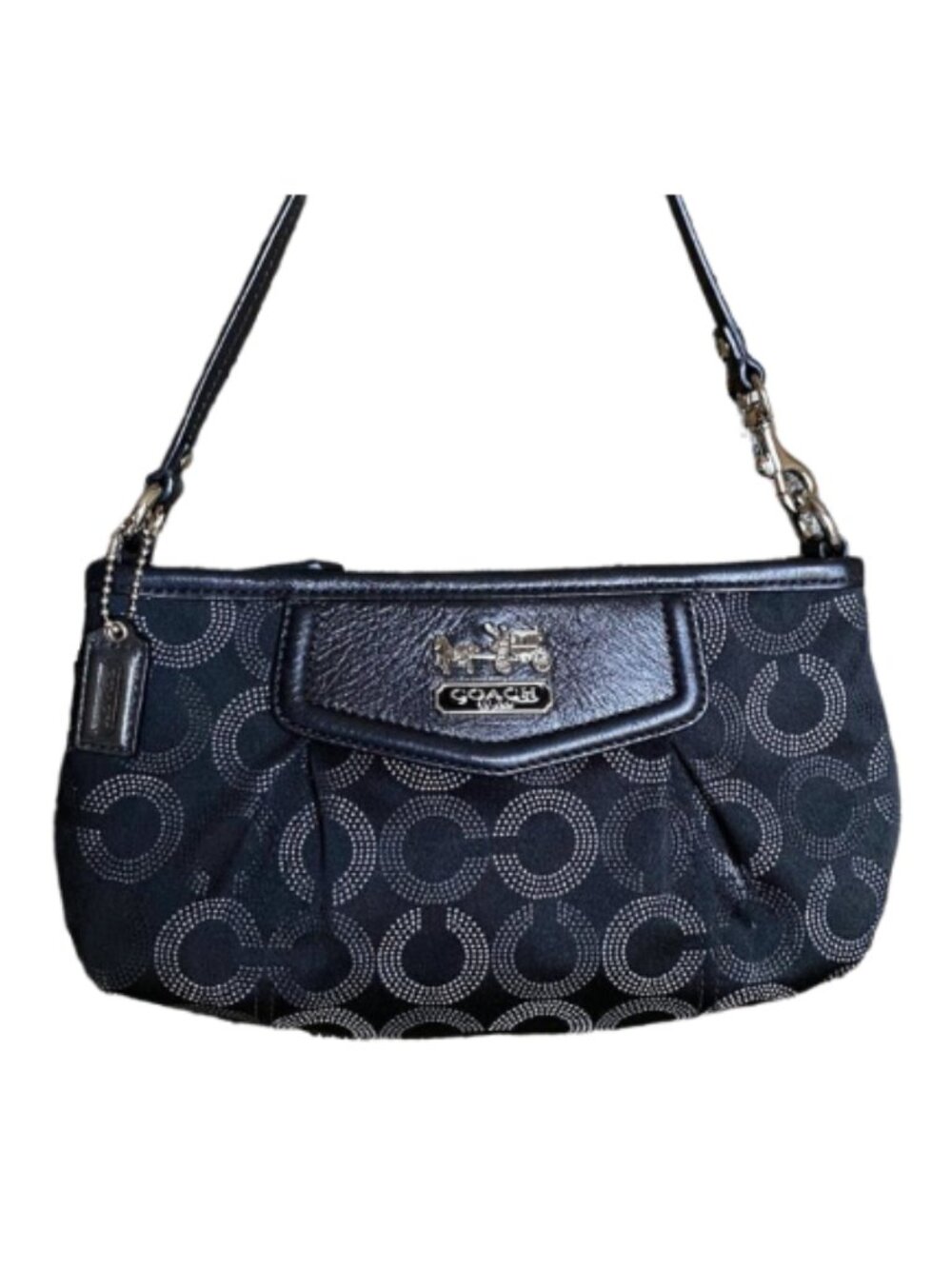 Coach Madison Pleated Black Sateen Bag/Wristlet